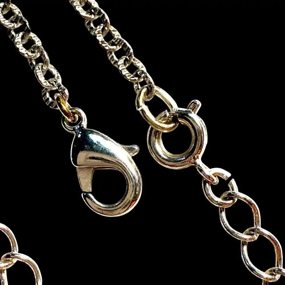 VTG Avon Silver Plate Filigree Cabochon AB Rhinstone Y Drop Lavaliere Necklace - Picture 14 of 16